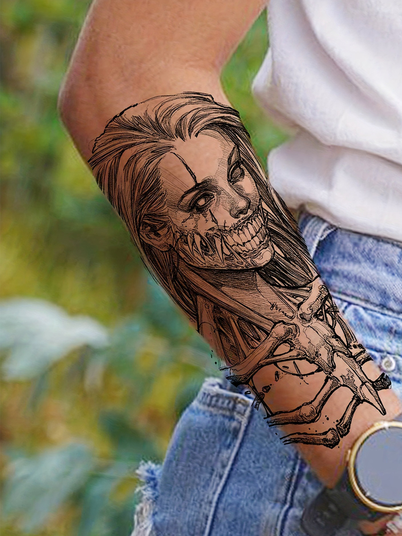 Dark Girl Sketch Temporary Tattoo